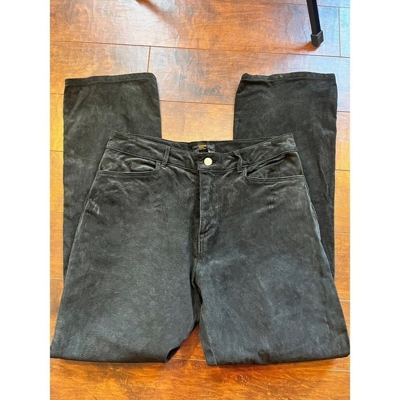 Vintage Jou Jou Skins Suede Leather Biker Y2K Slim Straight Pants Size 13/14 - Picture 1 of 13